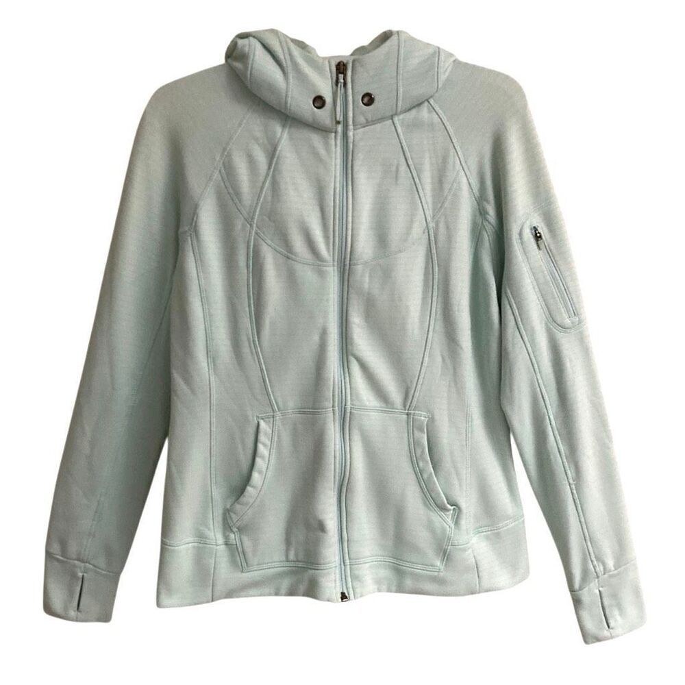 Athleta Lightweight Strength Hoodie women’s L glass blue stripe sweatshirt